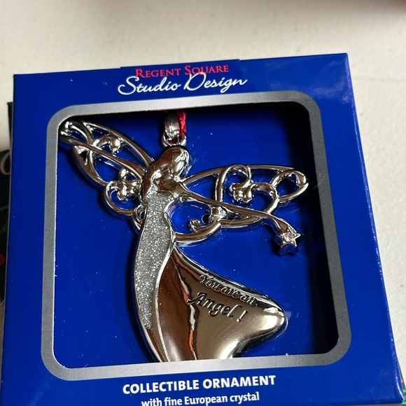 Angel figure christmas ornament Silverplated with European crystal - Picture 3 of 11